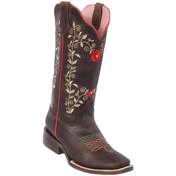 Botas Altas de Cuero con Flores Rodeo Mujer