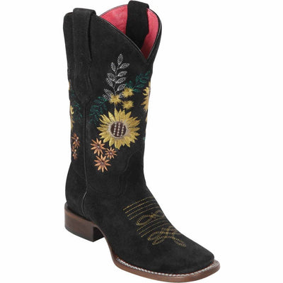 Botas Altas de Cuero con Flores Rodeo Mujer