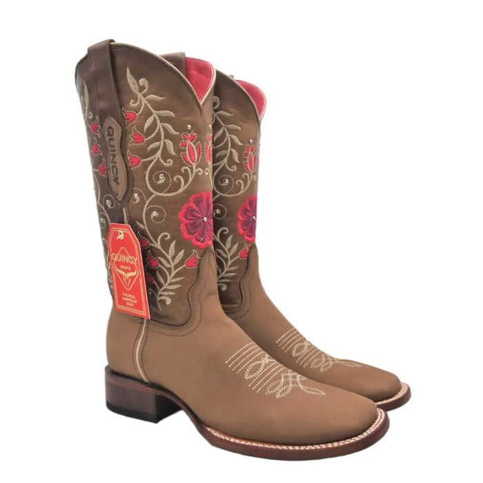 Botas Altas de Cuero con Flores Rodeo Mujer