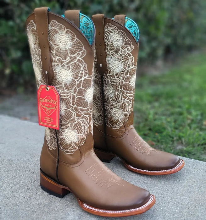 Botas de Cuero con Flores para Mujer Rodeo