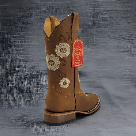 Botas Altas de Cuero con Flores Horma Rodeo Mujer