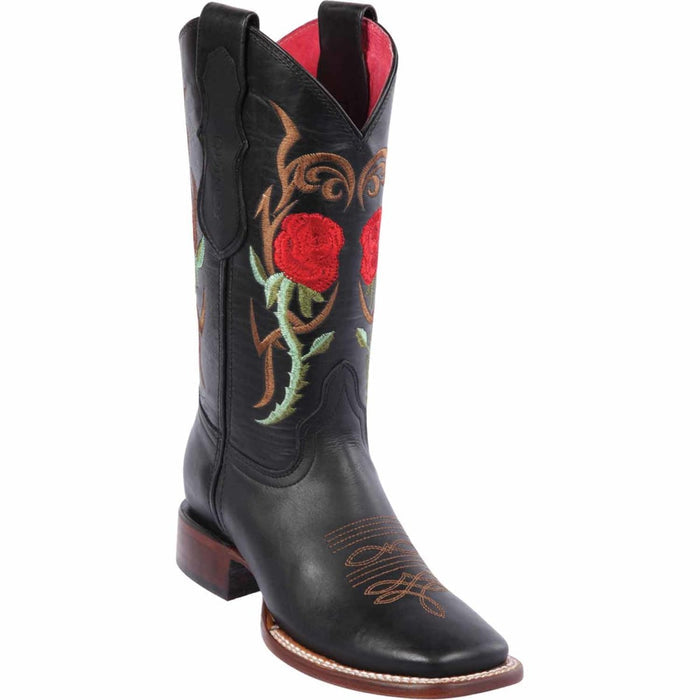 Botas de Cuero con Flores Horma Rodeo Mujer