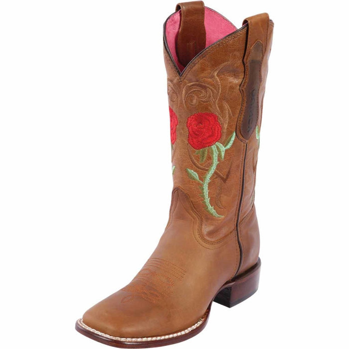 Botas Altas de Cuero con Flores en Horma Rodeo