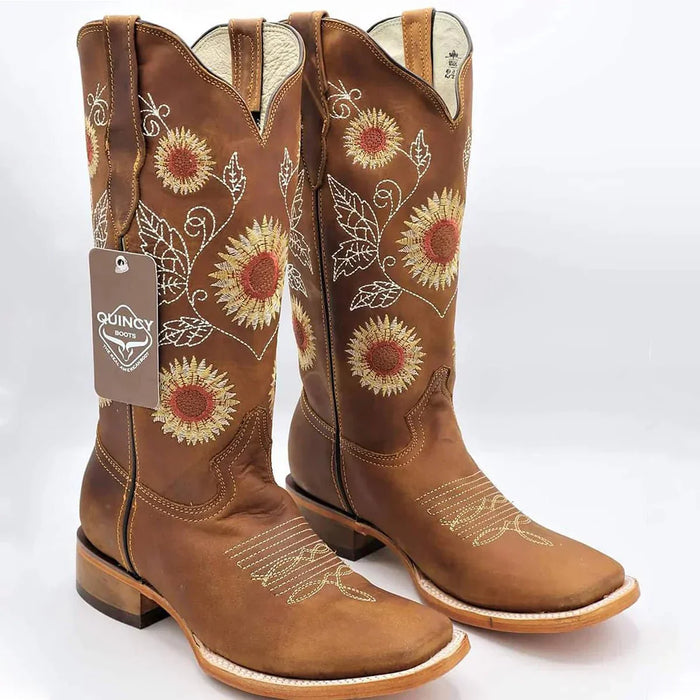 Botas de Cuero con Girasoles Rodeo para Mujer