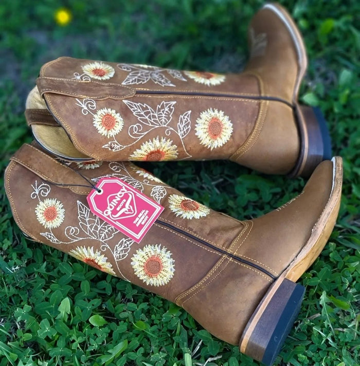 Botas de Cuero con Girasoles Rodeo para Mujer