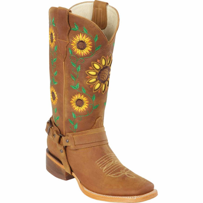 Botas Vaqueras de Cuero con Girasoles Rodeo Mujer