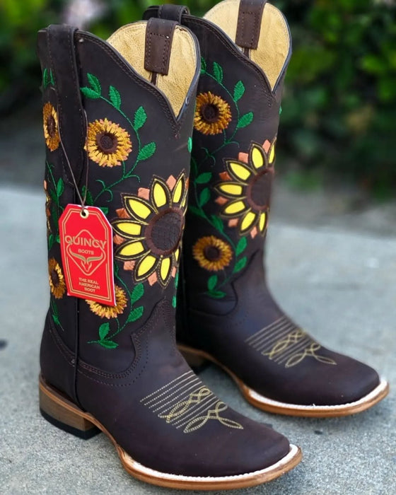 Botas Vaqueras Café con Girasoles de Mujer Rodeo