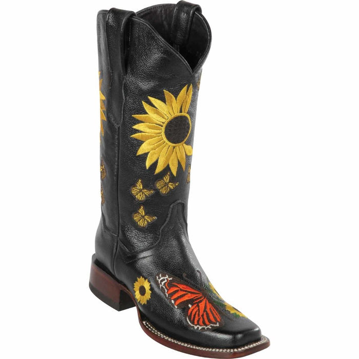 Botas Vaqueras de Cuero con Girasoles Rodeo Mujer