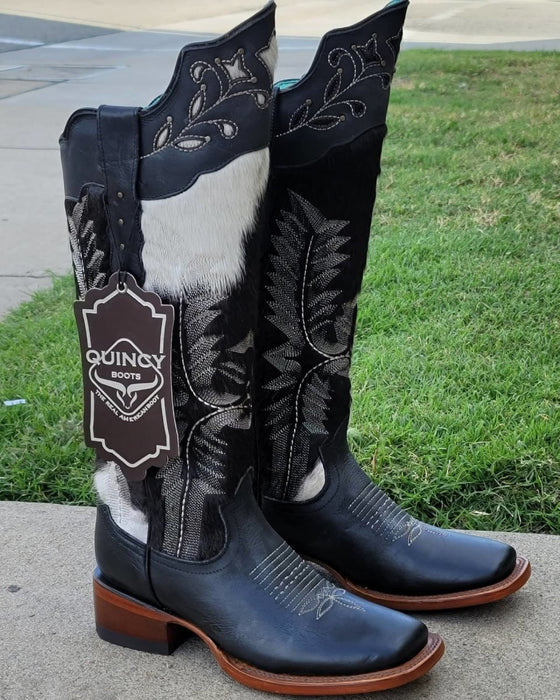Botas Altas de Cuero con Pelo de Vaca Rodeo para Mujer