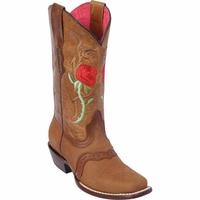 Botas Crazy de Cuero con Rosas Horma Rodeo Mujer