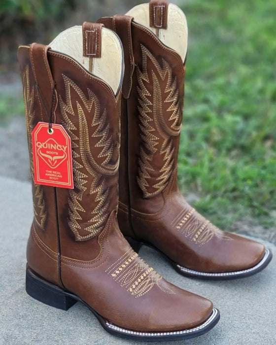 Botas Altas de Cuero Grasso Rodeo Mujer Café