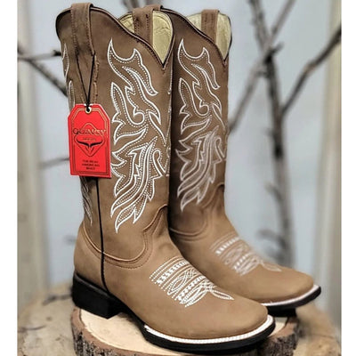 Botas Altas de Cuero Grasso Rodeo Mujer Tan