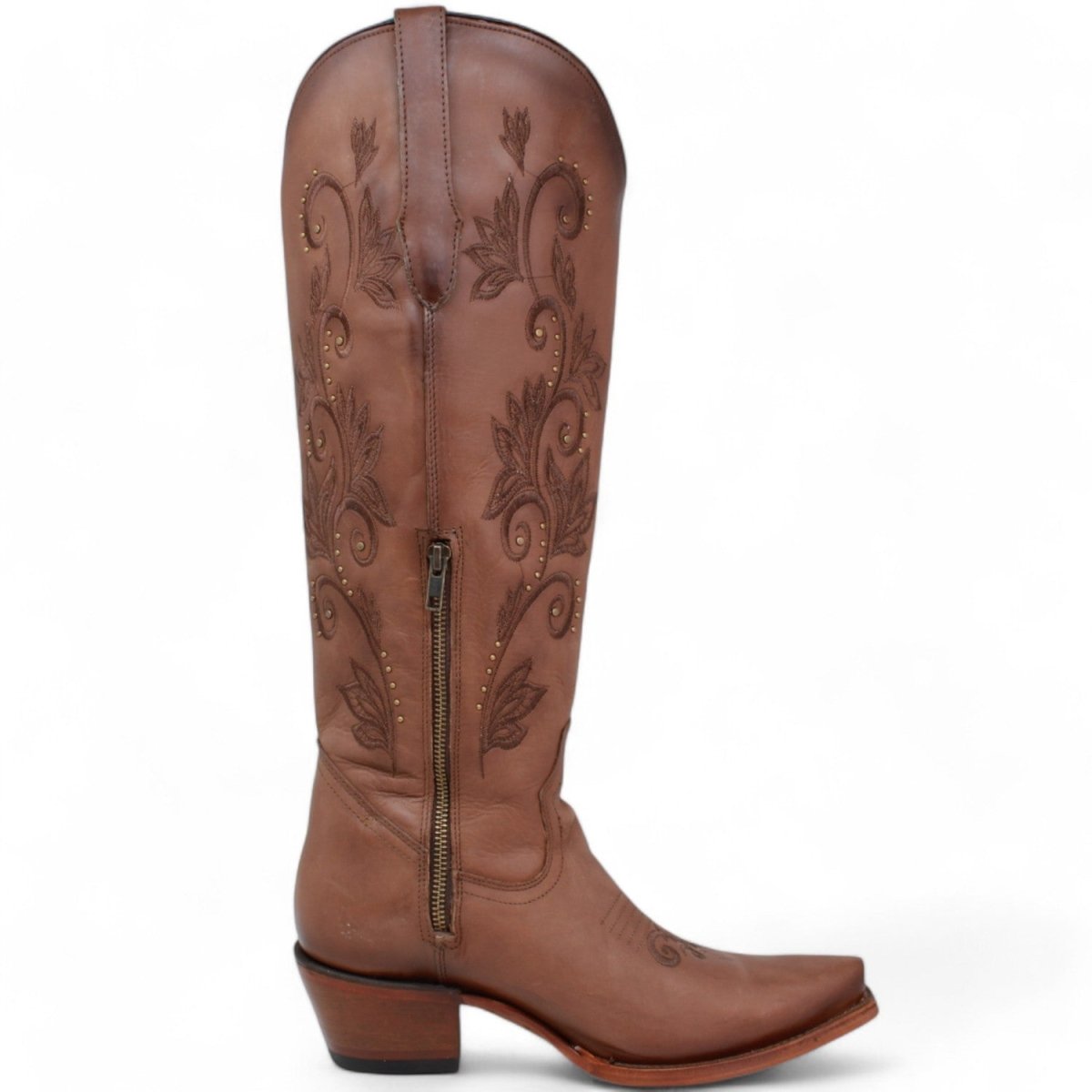 Botas Altas de Cuero Original para Mujer Color Miel Q34T8351