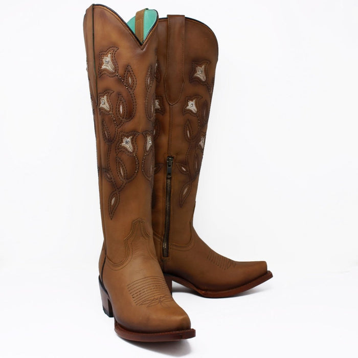 Botas Altas de Cuero Tan para Mujer