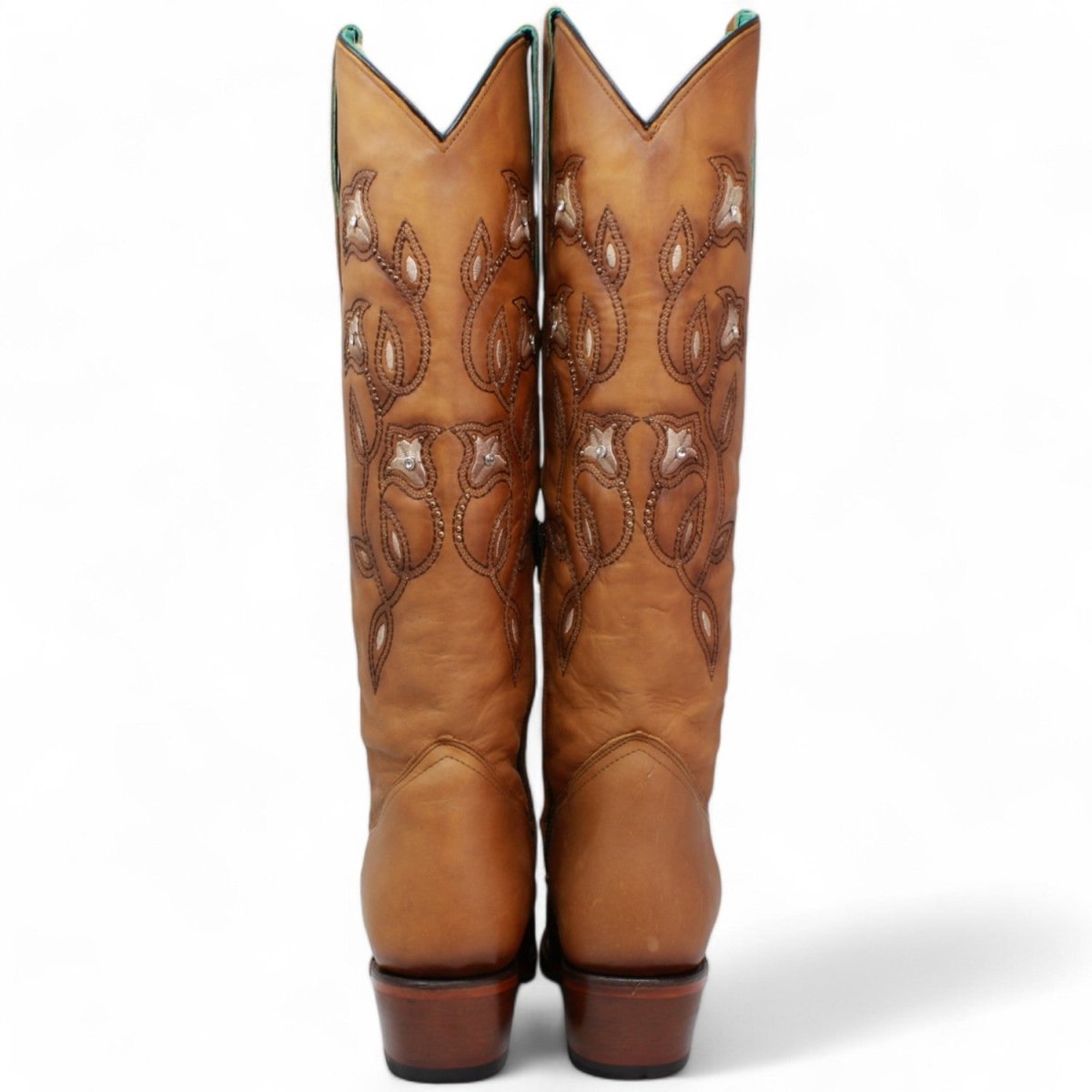 Botas Altas de Cuero Original para Mujer Color Tan Q34T8331