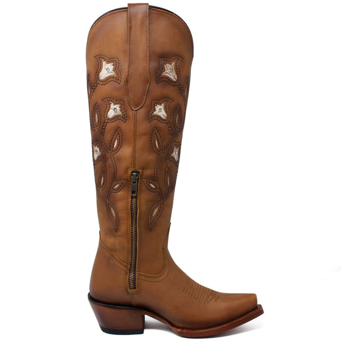 Botas Altas de Cuero Tan para Mujer