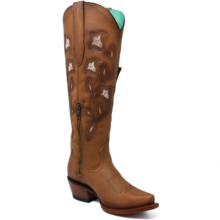 Botas Altas de Cuero Tan para Mujer