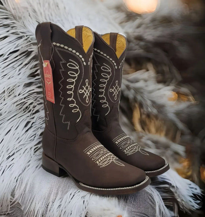 Botas Altas de Cuero Rodeo Chocolate Mujer