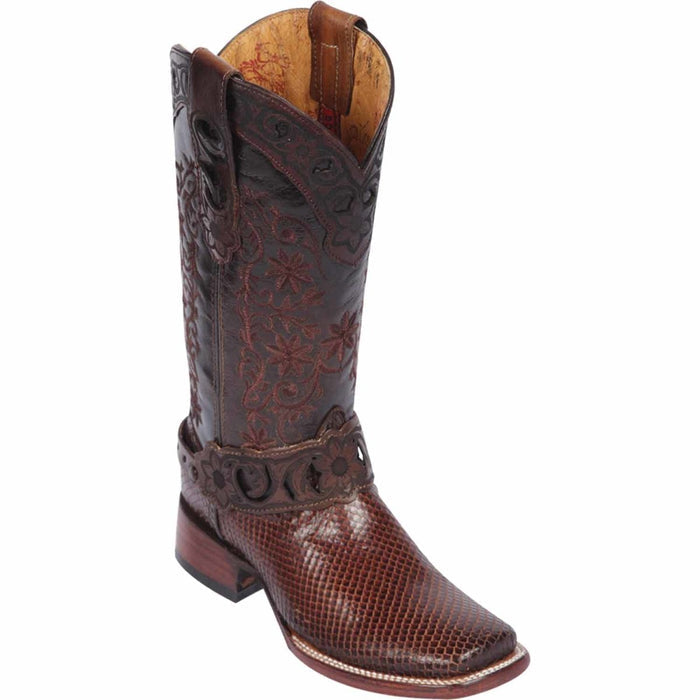 Botas de Piton Grabado Horma Rodeo Mujer Café