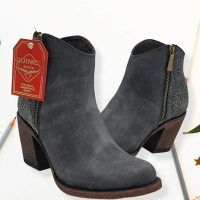 Botas Cortas de Cuero Lijado Mujer Horma Oval