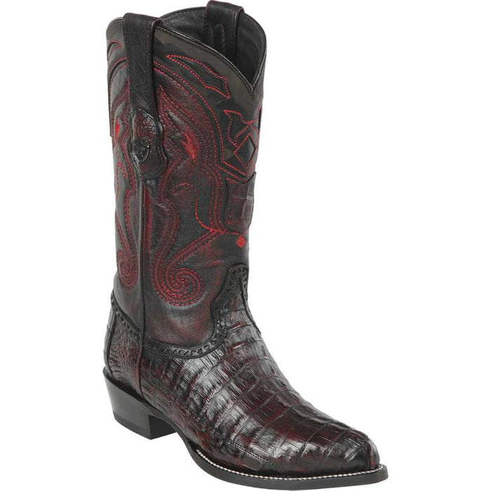 Men's Genuine Full Quill Ostrich Square Toe Boots Light Brown