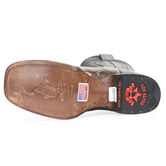 Caiman Crocodile Square-Toe Wide Boots