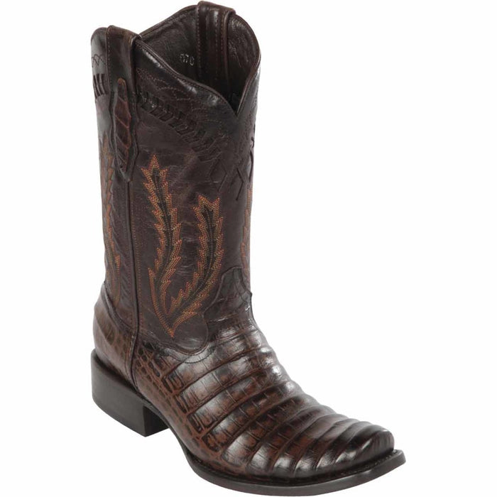 Botas de Cocodrilo Grabado Horma Dubai Cuadrada Café