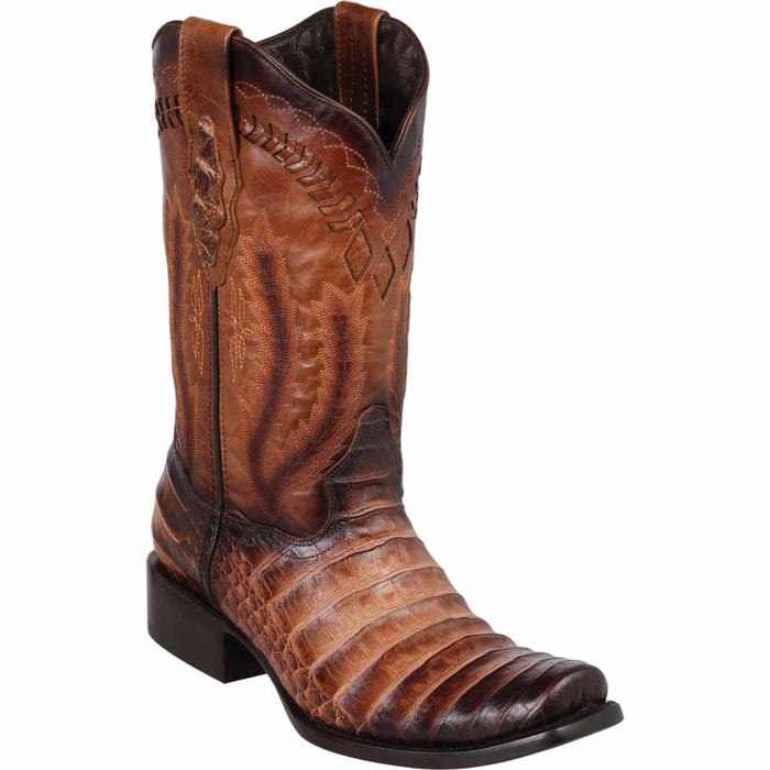 Botas de Cocodrilo Grabado Dubai Cuadrada Cognac