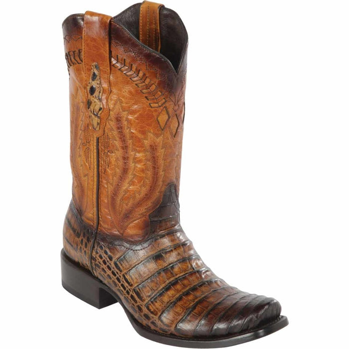 Botas de Cocodrilo Grabado Horma Dubai Cuadrada Miel