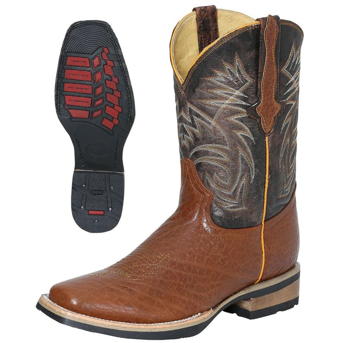 Botas de Cuello de Toro Original Horma Rodeo Color Miel Suela de Hule GEN