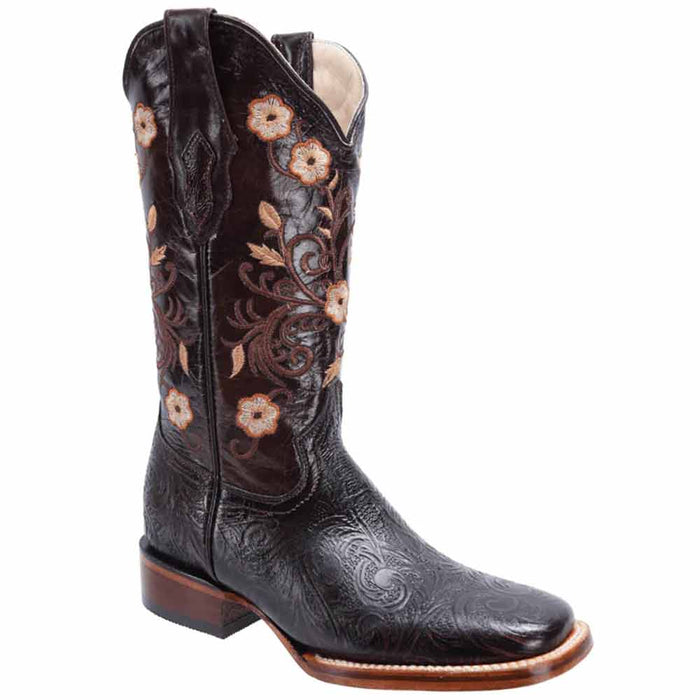 Botas de Cuero Cincelado Rodeo Mujer Cafe JB-16-09CAF