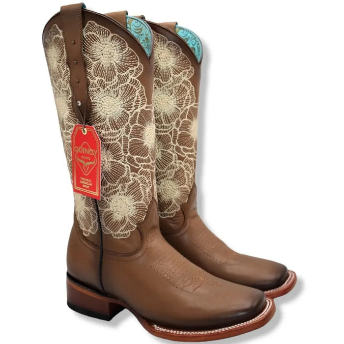 Botas de Cuero con Flores para Mujer Rodeo