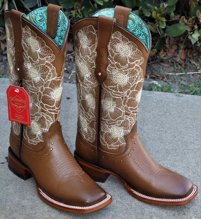 Botas de Cuero con Flores para Mujer Rodeo