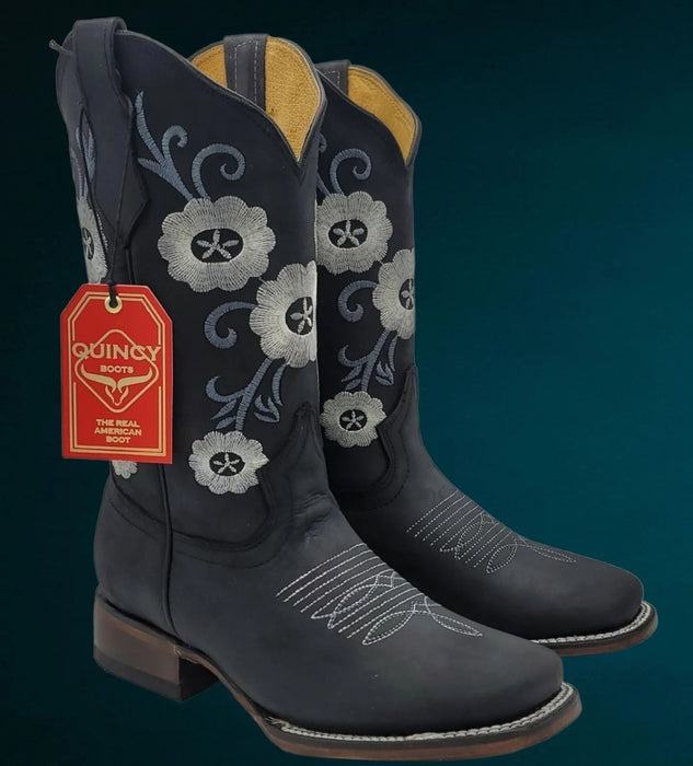 Botas de Cuero con Flores en Horma Rodeo