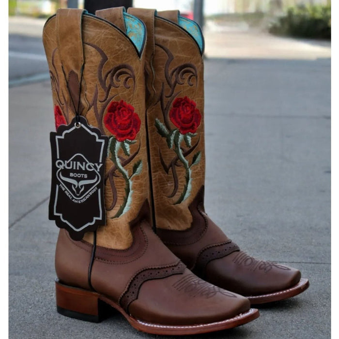 Botas de Cuero con Flores Rodeo para Mujer
