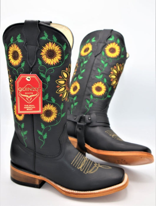 Botas de Cuero con Girasoles Rodeo para Mujer