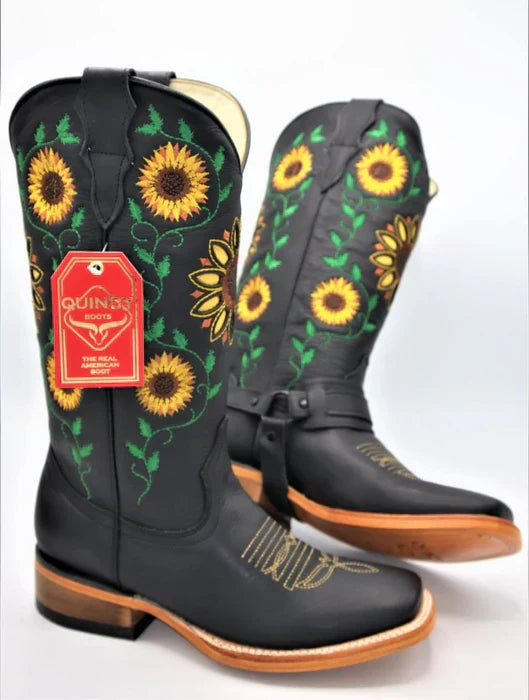 Botas de Cuero Girasoles Mujer Rodeo