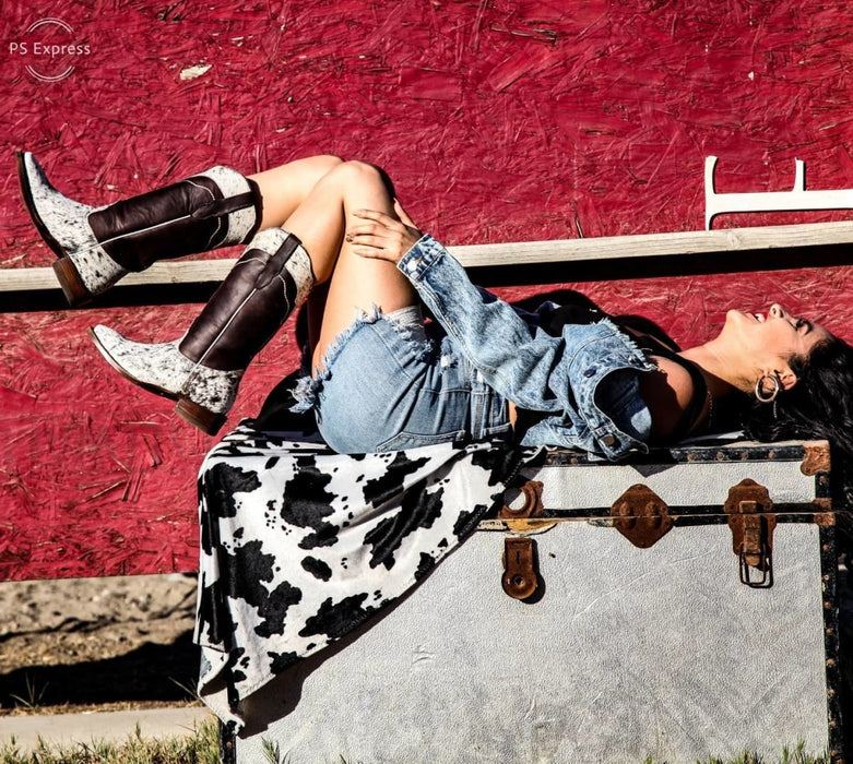 Botas de Cuero con Pelo de Vaca Rodeo Mujer