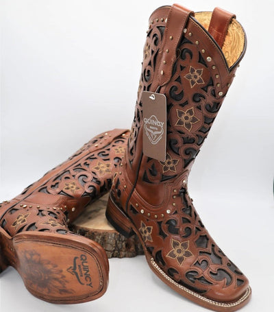 Botas de Cuero Corte Laser Shedron Horma Rodeo Mujer