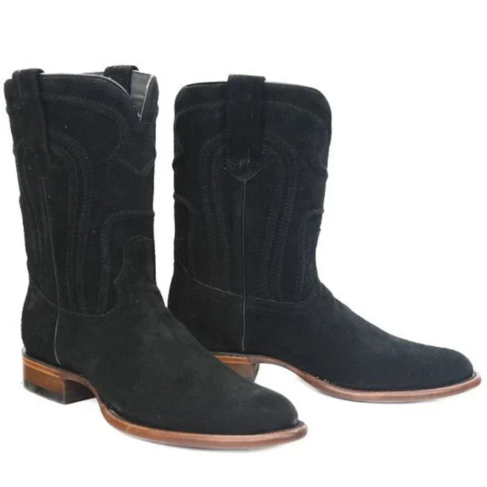 Botas de Cuero Gamuza Original en Horma Roper Color Negro LAB