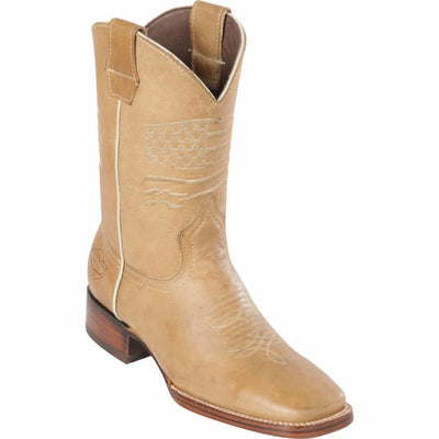 Botas Cuero Grasso Bandera USA Rodeo Cuadrada