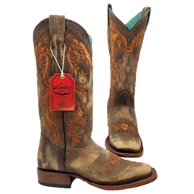 Botas de Cuero Lijado Mujer Rodeo Tan Quincy