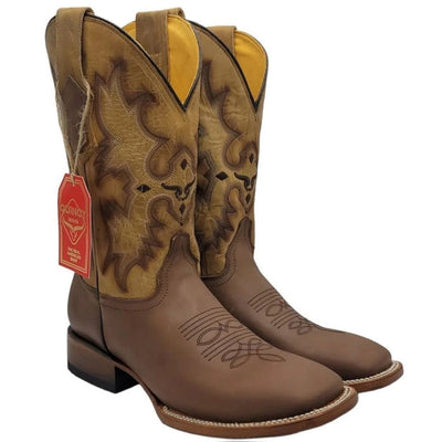 Botas Rodeo Cuadradas de Cuero Tan