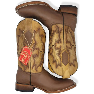 Botas Rodeo Cuadradas de Cuero Tan