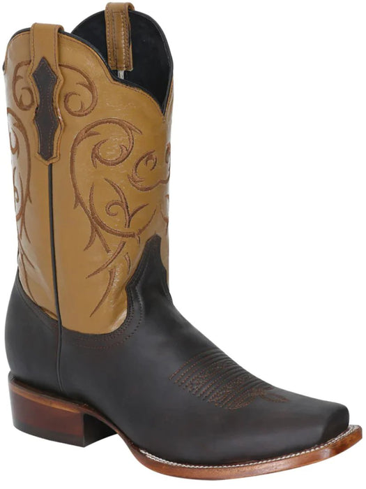 Women's Ostrich Print Square Toe Boots Orix