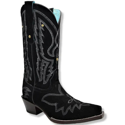 Botas de Gamuza Punta Recortada Mujer Negro