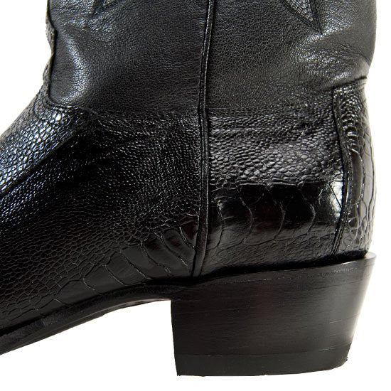 Botas de Pata de Avestruz Punta Oval Negro LAB-650505