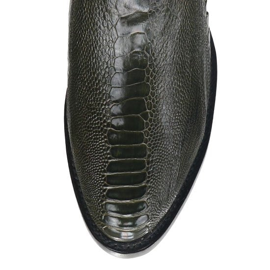 Botas de Pata de Avestruz Punta Oval Verde Olivo