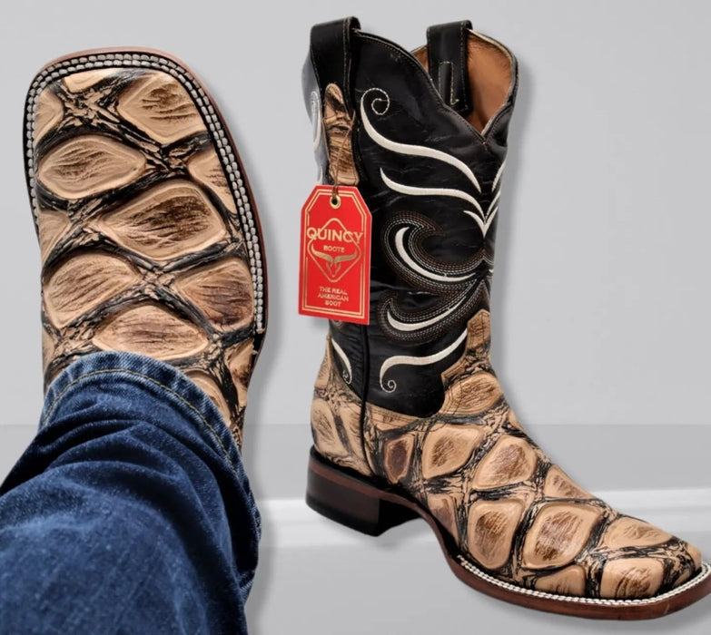 Botas de Pescado Africano Grabado Rodeo Cuadrada