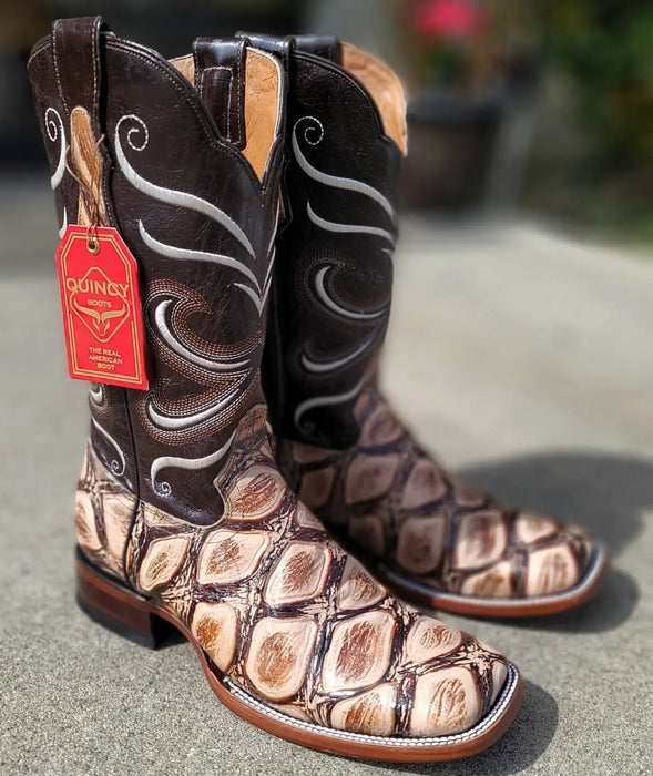 Botas de Pescado Africano Grabado Rodeo Cuadrada